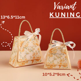 Box Gift Hampers Hidden Hantaran Seserahan Kotak Segitiga Hadiah Tertutup Motif Bunga Dengan Mutiara - Foto 7