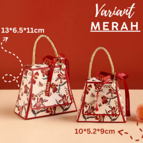 Box Gift Hampers Hidden Hantaran Seserahan Kotak Segitiga Hadiah Tertutup Motif Bunga Dengan Mutiara - Foto 9