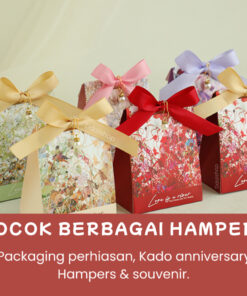 Box Hampers Aesthetic Kotak Penyimpanan Hadiah Gable Box Bunga Aksesoris Mutiara Cantik - Foto 2