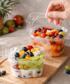 Box Hantaran Mika Transparan Dengan Handle Kotak Dessert Puding Buah Snack Hampers - Foto 2