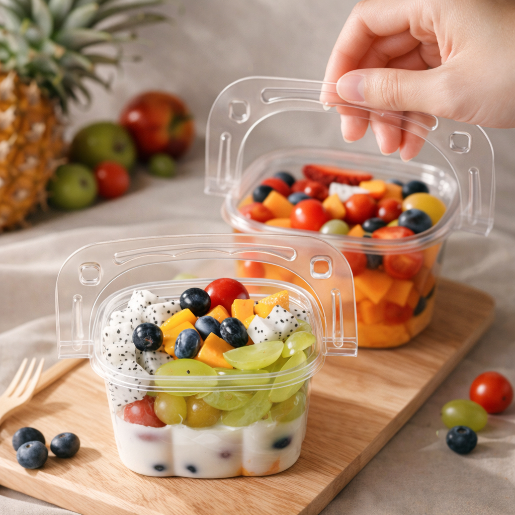 Box Hantaran Mika Transparan Dengan Handle Kotak Dessert Puding Buah Snack Hampers - Foto 2