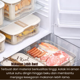 Box Penyimpanan Kulkas Food Grade Anti Bau Kedap Udara Dengan Tray Untuk Sayur Buah Ikan Daging - Foto 6