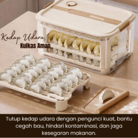 Box Penyimpanan Kulkas Food Grade Anti Bau Kedap Udara Dengan Tray Untuk Sayur Buah Ikan Daging - Foto 7