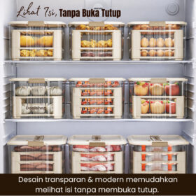 Box Penyimpanan Kulkas Food Grade Anti Bau Kedap Udara Dengan Tray Untuk Sayur Buah Ikan Daging - Foto 8
