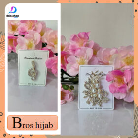 Bros Jilbab Aksesoris Fashion Wanita Brooch Bunga Mutiara Mewah Premium - Foto 1