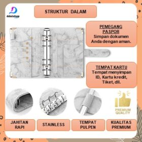 Budgeting Binder A6 Organizer Uang Cash Budget Envelope Zipper Bahan PU Leather - Foto 2