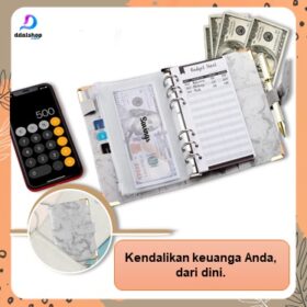 Budgeting Binder A6 Organizer Uang Cash Budget Envelope Zipper Bahan PU Leather - Foto 4
