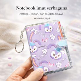 Buku Notebook Notes Memo Kecil Mini Motif Kartun Lucu Dengan Pena dan Ring Gantungan Kunci - Foto 1