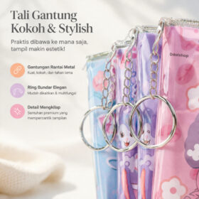 Buku Notebook Notes Memo Kecil Mini Motif Kartun Lucu Dengan Pena dan Ring Gantungan Kunci - Foto 2