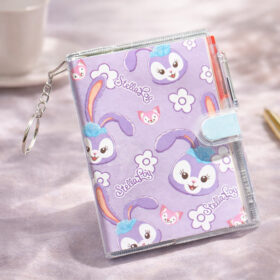 Buku Notebook Notes Memo Kecil Mini Motif Kartun Lucu Dengan Pena dan Ring Gantungan Kunci - Foto 6
