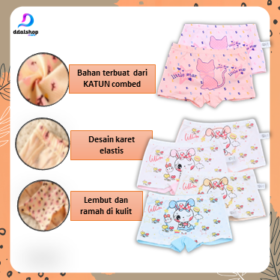 Celana Dalam Anak Perempuan Boxer Motif Bahan Katun Berkualitas 3306/3307 - Foto 1