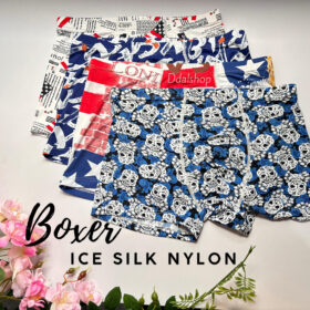 Celana Dalam Laki laki Boxer Pria Remaja Bahan Ice Silk Nylon Motif Import - Foto 1