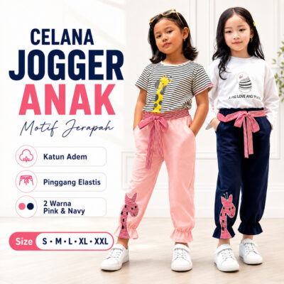Celana Jogger Anak Perempuan Import Bahan 100% Katun Berkualitas Usia 2-8 tahun - Foto 1