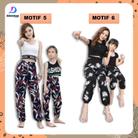 Celana jogger wanita dewasa dan joger pants anak bohemian motif  bahan katun sutra versi korea - Foto 5