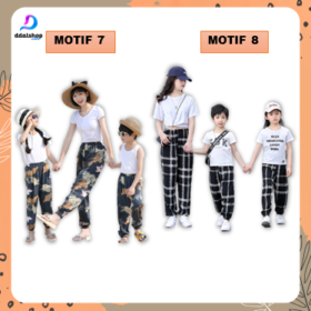 Celana jogger wanita dewasa dan joger pants anak bohemian motif  bahan katun sutra versi korea - Foto 6