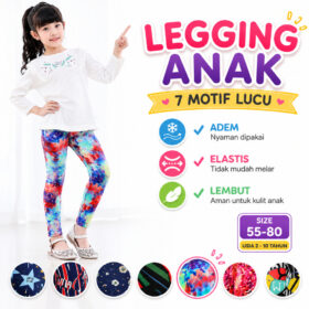Celana Legging Panjang Anak Perempuan Tanggung Import Motif bahan Elastis Adem dan Lembut - Foto 1