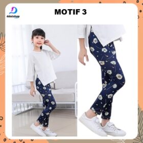 Celana Legging Panjang Anak Perempuan Tanggung Import Motif bahan Elastis Adem dan Lembut - Foto 5