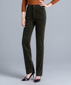 Celana Wanita Panjang Bahan Corduroy/Codoray Pants untuk Remaja Warna hitam, Hijau Olive - Foto 2