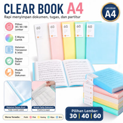 Clear Holder A4 File Folder Document Keeper Organizer Map Dokumen untuk Perlengkapan kantor sekolah - Foto 1
