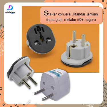 Colokan Listrik 3 Lubang Over Steker Adapter Konverter Travel US to EU Universal - Foto 1