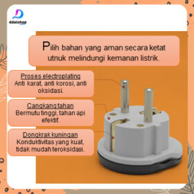 Colokan Listrik 3 Lubang Over Steker Adapter Konverter Travel US to EU Universal - Foto 3