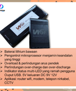 DC Mini UPS Portable untuk CCTV Wifi Router USB 5V/9V/12V 5V/12V/12V with Adaptor 12V 2A - Foto 2