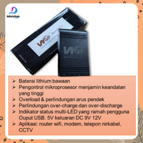 DC Mini UPS Portable untuk CCTV Wifi Router USB 5V/9V/12V 5V/12V/12V with Adaptor 12V 2A - Foto 2