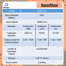 DC Mini UPS Portable untuk CCTV Wifi Router USB 5V/9V/12V 5V/12V/12V with Adaptor 12V 2A - Foto 7