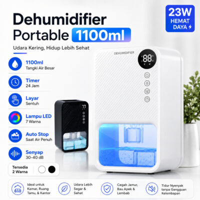 Dehumidifier Ruangan Kamar Penyerap Kelembaban Serap Air Portable 23W 1100ml - Foto 1