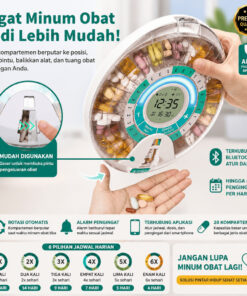 Dispenser Obat Otomatis Bluetooth Smart Pill Box Pengingat Minum Obat Digital 28 Slot Alarm - Foto 2