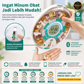 Dispenser Obat Otomatis Bluetooth Smart Pill Box Pengingat Minum Obat Digital 28 Slot Alarm - Foto 2