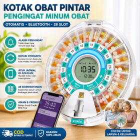 Dispenser Obat Otomatis Bluetooth Smart Pill Box Pengingat Minum Obat Digital 28 Slot Alarm - Foto 4