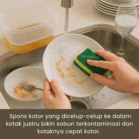 Dispenser sabun cuci piring cair 2 in 1 / holder spon tempat sabun cuci piring untuk peralatan dapur - Foto 5