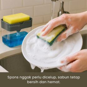 Dispenser sabun cuci piring cair 2 in 1 / holder spon tempat sabun cuci piring untuk peralatan dapur - Foto 7