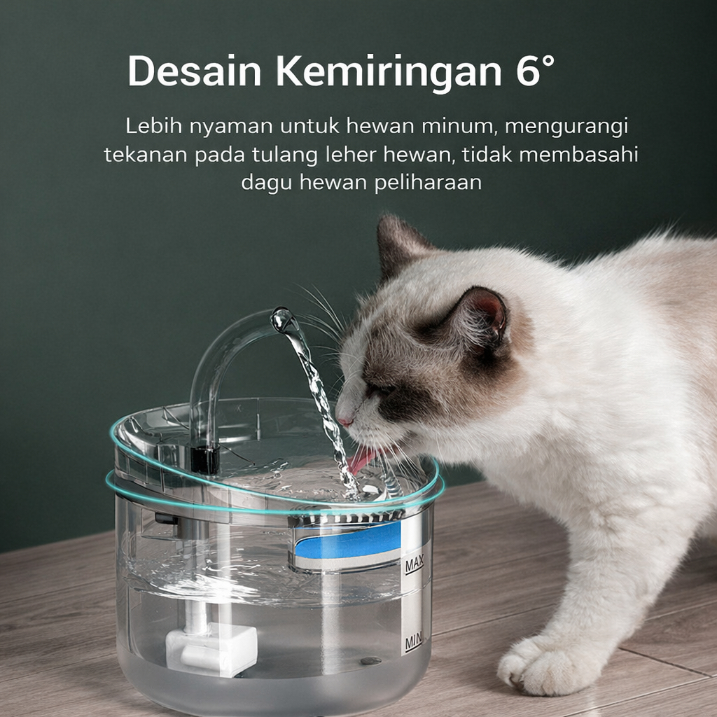 Dispenser Tempat Air Minum Kucing Anjing Pet Drinking Water Fountain Transparant Mode USB - Foto 2