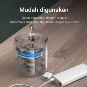 Dispenser Tempat Air Minum Kucing Anjing Pet Drinking Water Fountain Transparant Mode USB - Foto 4
