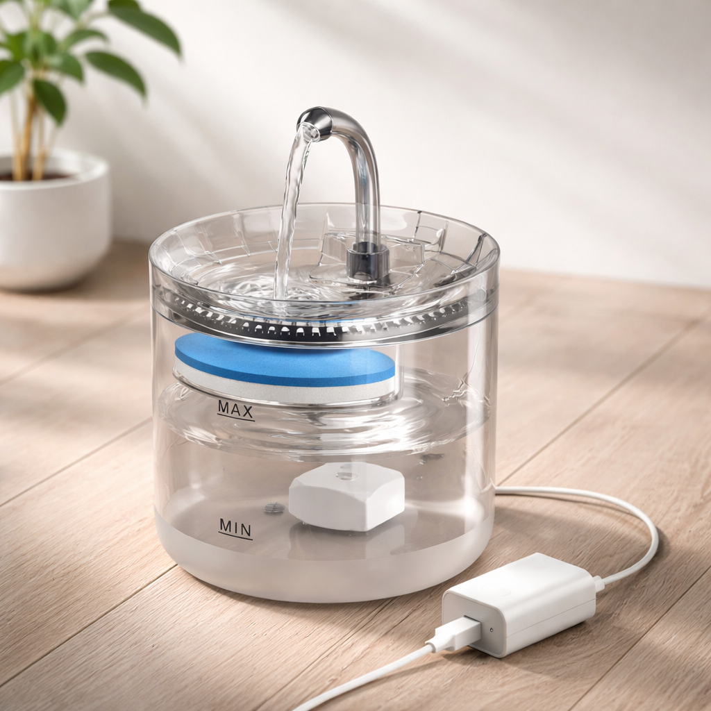 Dispenser Tempat Air Minum Kucing Anjing Pet Drinking Water Fountain Transparant Mode USB - Foto 6