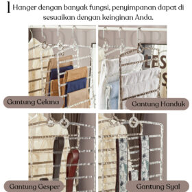 Gantungan Baju Hanger Serbaguna Rak Gantung Susun Hijab Kerudung Celana Aesthetic Plastik Tebal - Foto 2