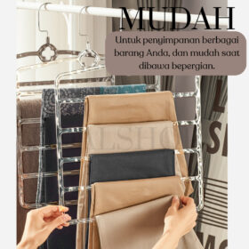 Gantungan Baju Hanger Serbaguna Rak Gantung Susun Hijab Kerudung Celana Aesthetic Plastik Tebal - Foto 3