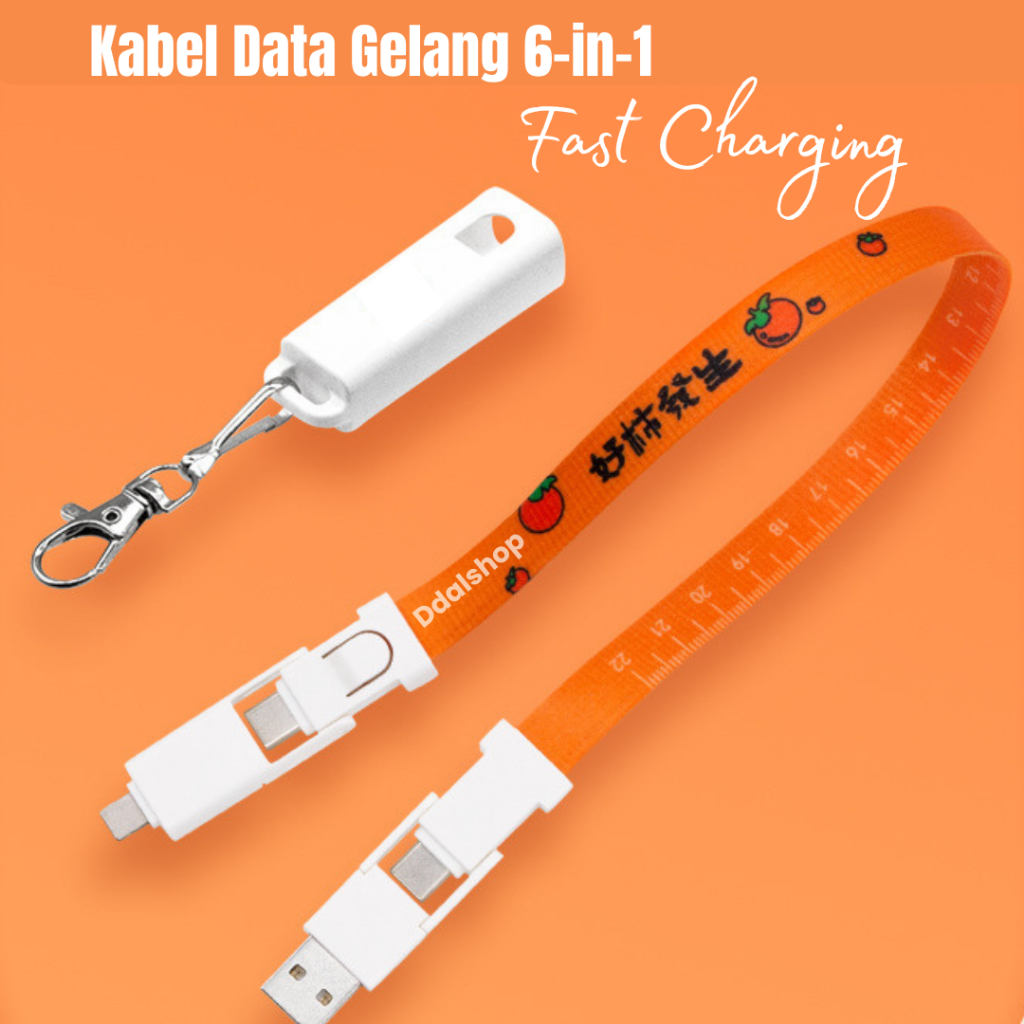 Gantungan Kunci Kabel Darurat 6 in 1 – Travel & Harian | Fast Charging 60W - Foto 1