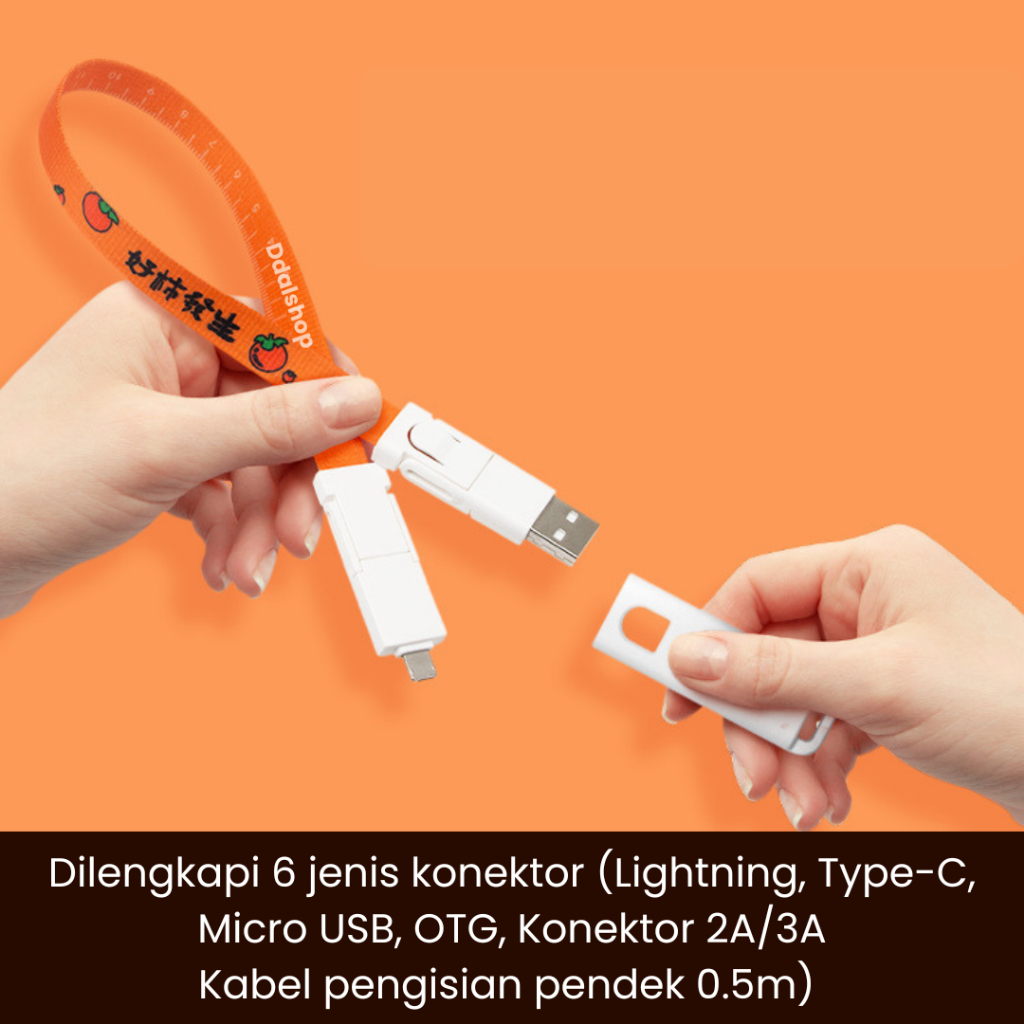 Gantungan Kunci Kabel Darurat 6 in 1 – Travel & Harian | Fast Charging 60W - Foto 2