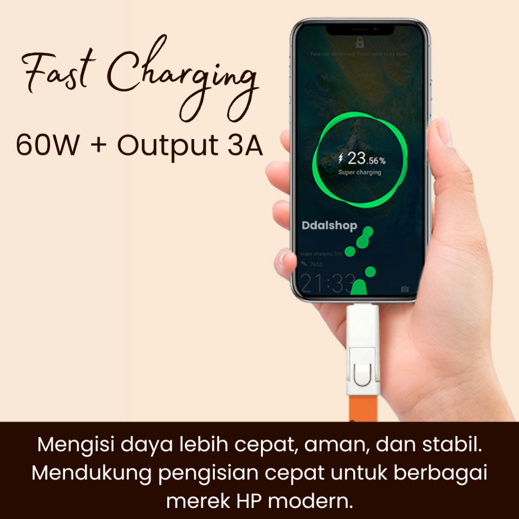 Gantungan Kunci Kabel Darurat 6 in 1 – Travel & Harian | Fast Charging 60W - Foto 4