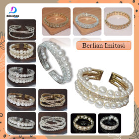 Gelang Kristal Wanita warna Emas Silver Bracelet Jewelry Aksesoris Tangan Berlian Imitasi Pesta - Foto 1