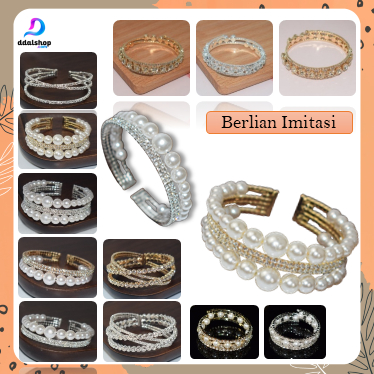 Gelang Kristal Wanita warna Emas Silver Bracelet Jewelry Aksesoris Tangan Berlian Imitasi Pesta - Foto 1