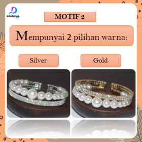 Gelang Kristal Wanita warna Emas Silver Bracelet Jewelry Aksesoris Tangan Berlian Imitasi Pesta - Foto 2