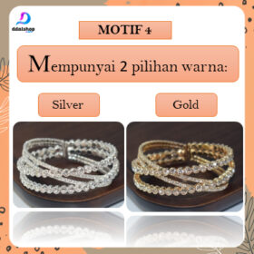 Gelang Kristal Wanita warna Emas Silver Bracelet Jewelry Aksesoris Tangan Berlian Imitasi Pesta - Foto 3