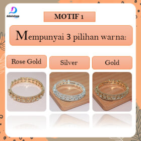 Gelang Kristal Wanita warna Emas Silver Bracelet Jewelry Aksesoris Tangan Berlian Imitasi Pesta - Foto 4
