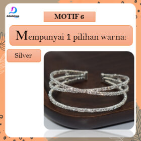 Gelang Kristal Wanita warna Emas Silver Bracelet Jewelry Aksesoris Tangan Berlian Imitasi Pesta - Foto 6