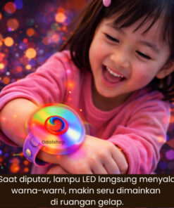 Gelang Spinner LED Pop It Mainan Anak Laki Laki Dan Perempuan Aksesoris Putar Nyala Lampu Fidget Toy Anti Stres - Foto 2