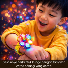 Gelang Spinner LED Pop It Mainan Anak Laki Laki Dan Perempuan Aksesoris Putar Nyala Lampu Fidget Toy Anti Stres - Foto 4